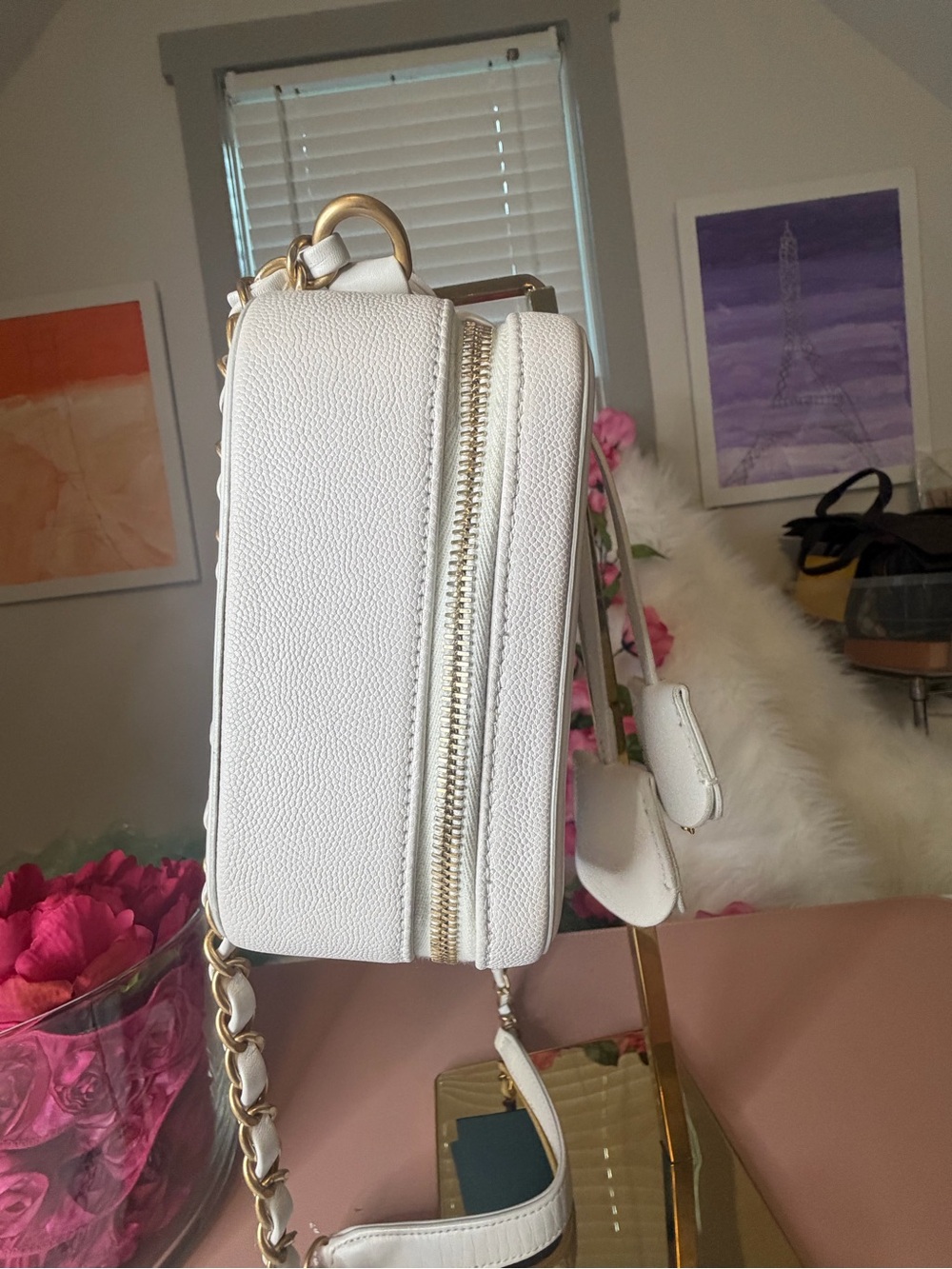 Authentic Chanel CC Filigree Vanity Case White Caviar Gold Hardware COA ICONIC - Picture 4 of 16